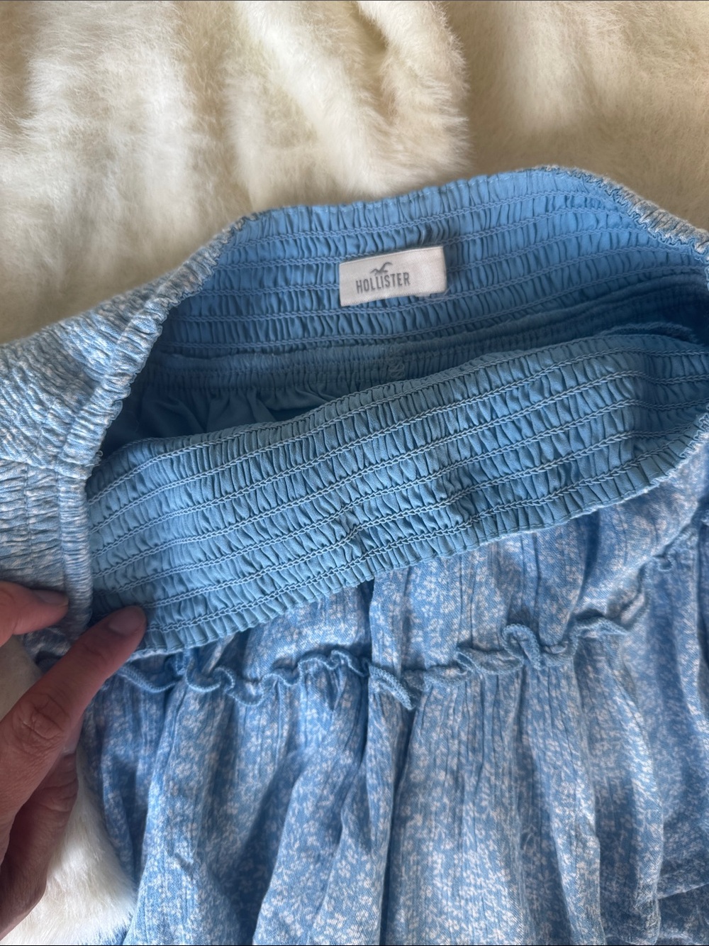 Hollister Cream & Light Blue Fuzzy Cardigan and skirt sets- Cozy Layering - Picture 4 of 10